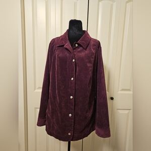Allison Daley Blazer Purple Button Down Jacket Rhinestone Buttons Corduroy SZ 20
